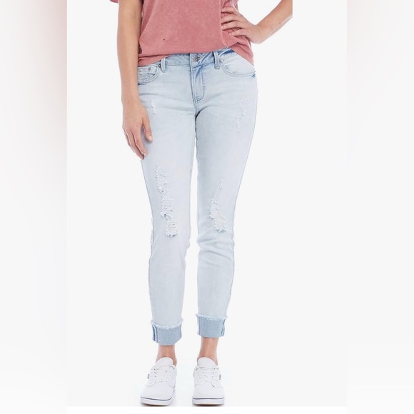 True Craft Denim - True Craft Blue Skinny Jeans Distressed Style